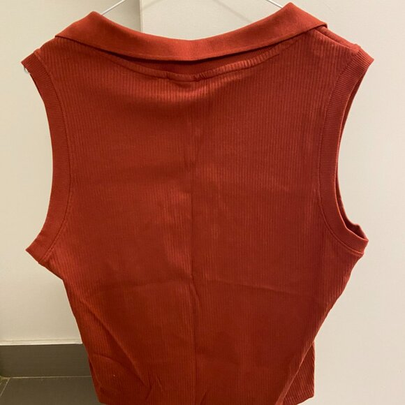 Frank And Oak Ribbed Polo Tank Top - Size XL - Deep Orange - Picture 4 of 4